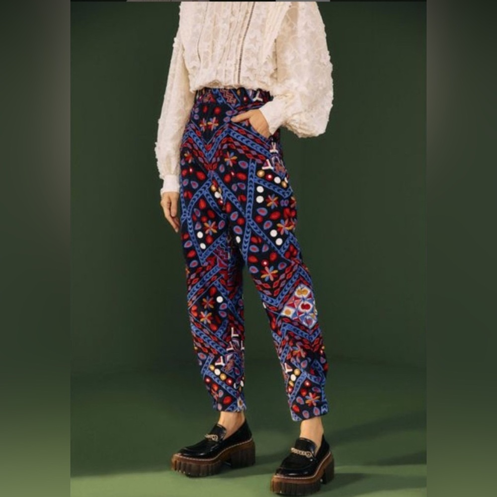 FARM Rio Embroidered Corduroy Pants